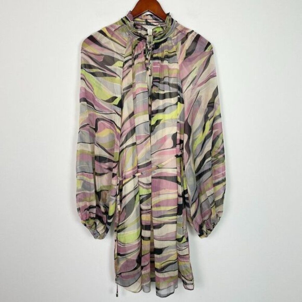 Ted Baker Zeenaa Blouson Sleeve Zebra Print Mini Dress Dusty Pink Ted 2/ US 6 - Picture 3 of 11